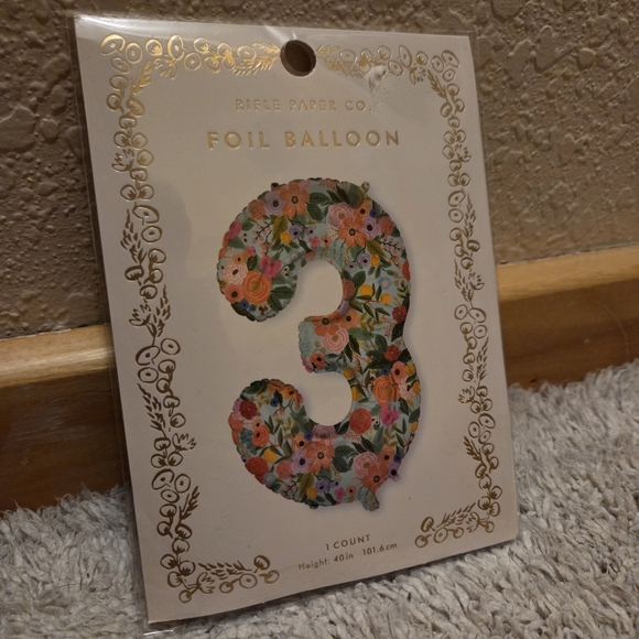 Anthropologie Rifle Paper Co. Floral Number 3 Foil Balloon - Picture 2 of 5